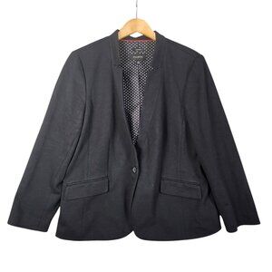 Talbots Aberdeen Dark Grey Blazer Jacket Size 18 One-Button Closure Lined